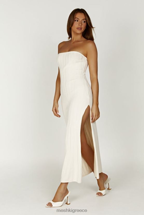 Meshki dolce extreme rib strapless midi φόρεμα ελεφαντόδοντο είδη ένδυσης JJN40N265