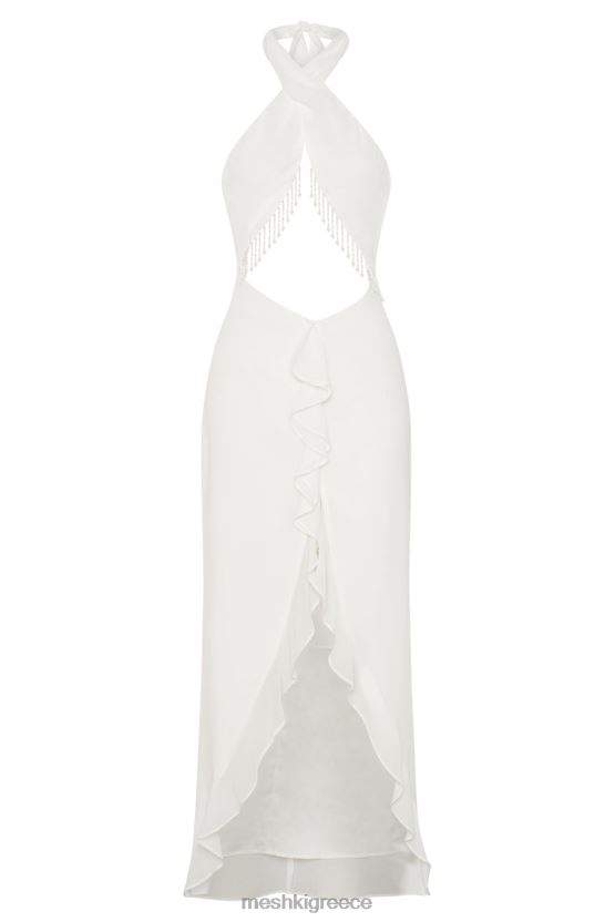 Meshki μάξι φόρεμα dana chiffon diamante trim halter άσπρο είδη ένδυσης JJN40N556