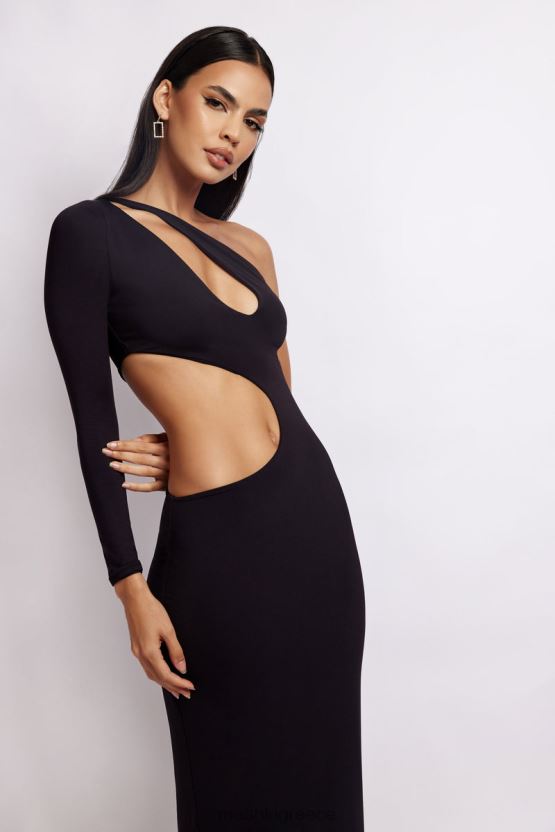 Meshki μάξι φόρεμα joyce one shoulder cut out μαύρος είδη ένδυσης JJN40N478