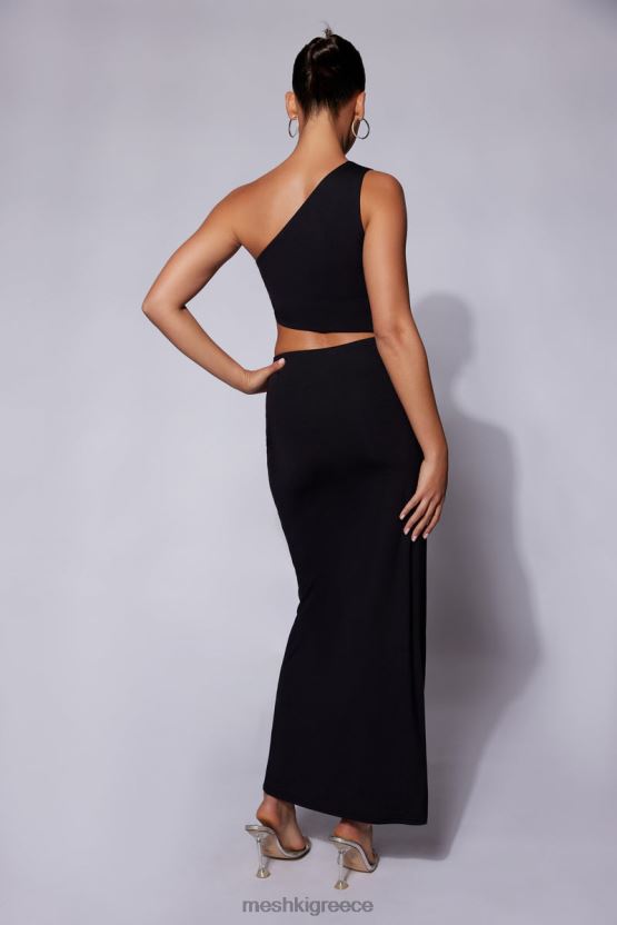 Meshki margot one shoulder maxi φόρεμα με σχοινί διαμάντι μαύρος είδη ένδυσης JJN40N520