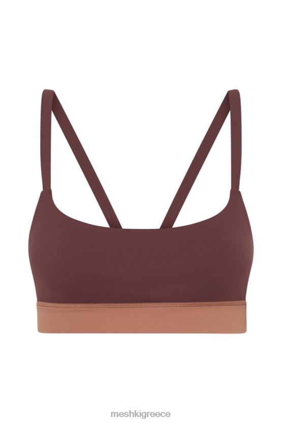 Meshki νίκι δίχρωμο αθλητικό bralette μαόνι / μαύρισμα είδη ένδυσης JJN40N1064